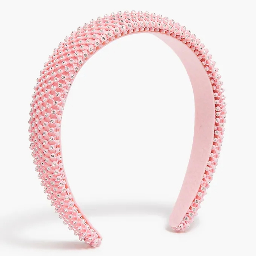 J.Crew padded rhinestone headband, pink/ Silver